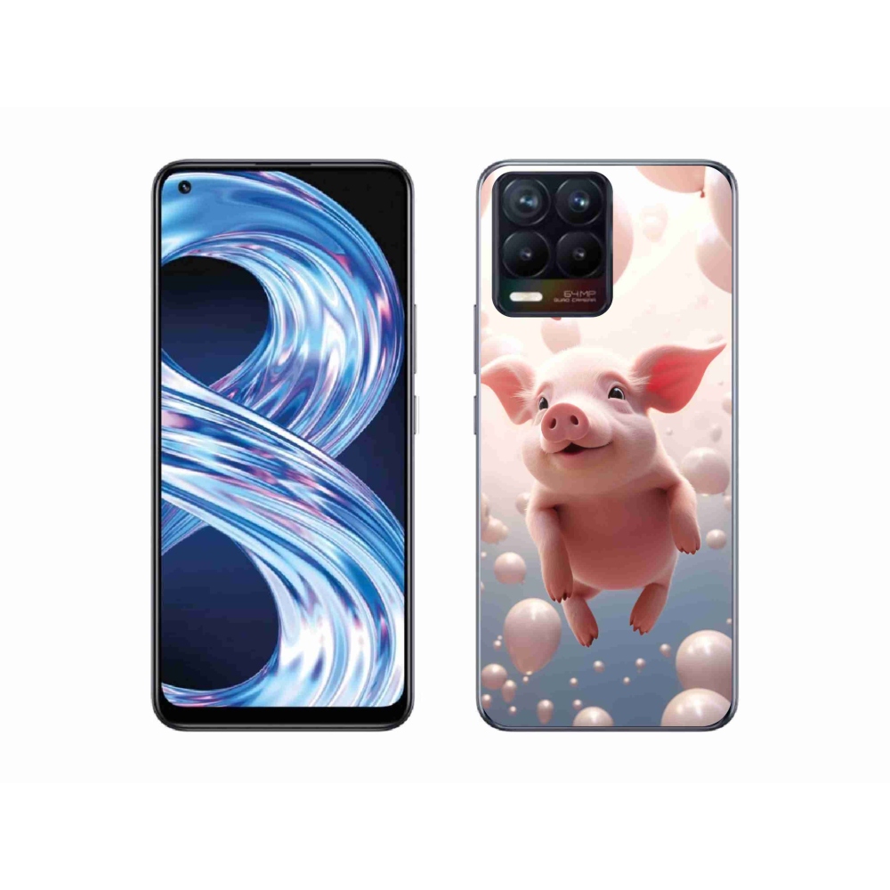 Gelový kryt mmCase na Realme 8 Pro - prasátko s balónky