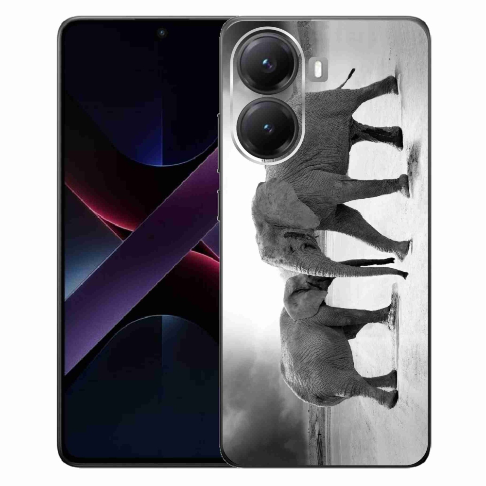 Gelový kryt mmCase na Xiaomi Poco X7 Pro 5G - černobílí sloni