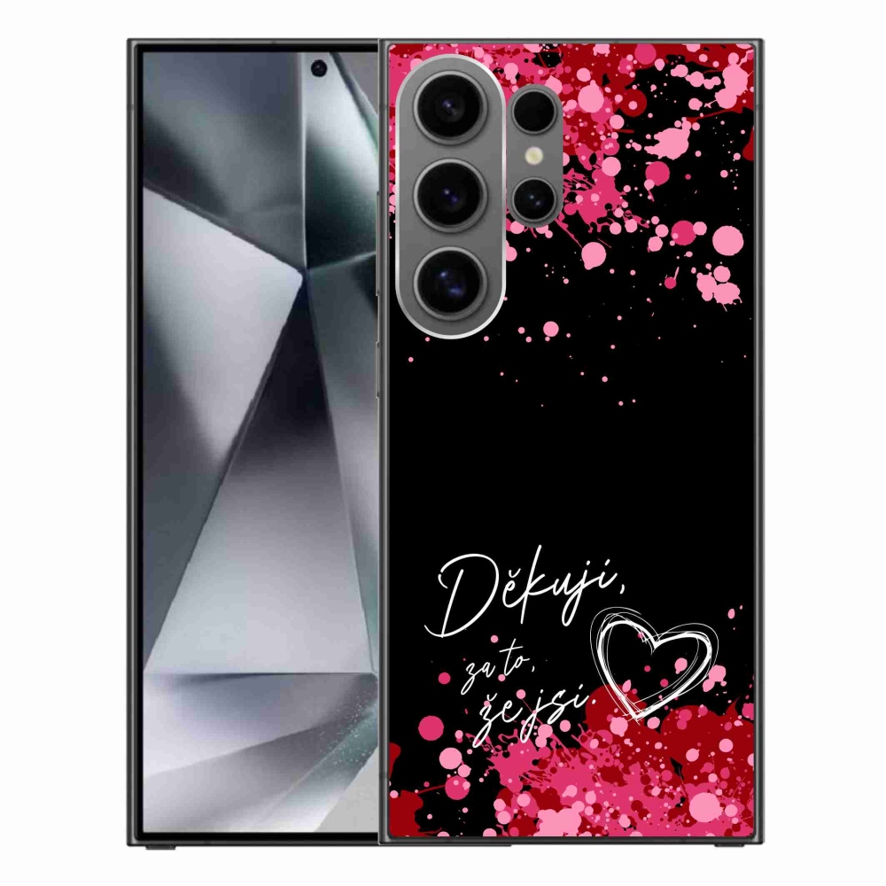 Gelový kryt mmCase na Samsung Galaxy S24 Ultra - zamilovaný text 2 černé pozadí
