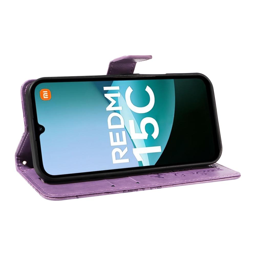 Big Butterfly knížkové pouzdro na Xiaomi Redmi 15C 4G/5G (173mm) - fialové
