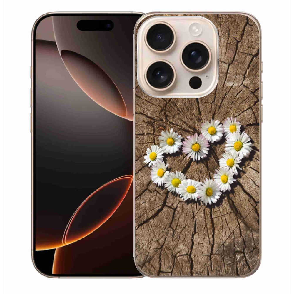 Gelový kryt mmCase na iPhone 16 Pro Max - srdce z kopretin