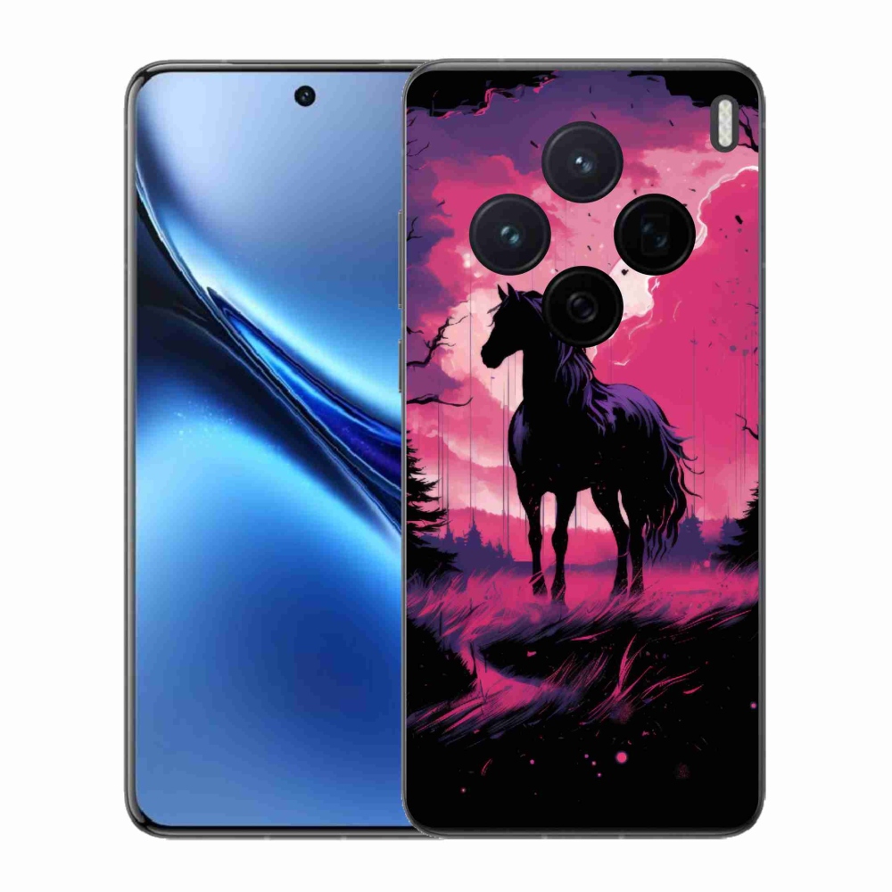 Gelový kryt mmCase na Vivo X200 5G - černý kreslený kůň 1