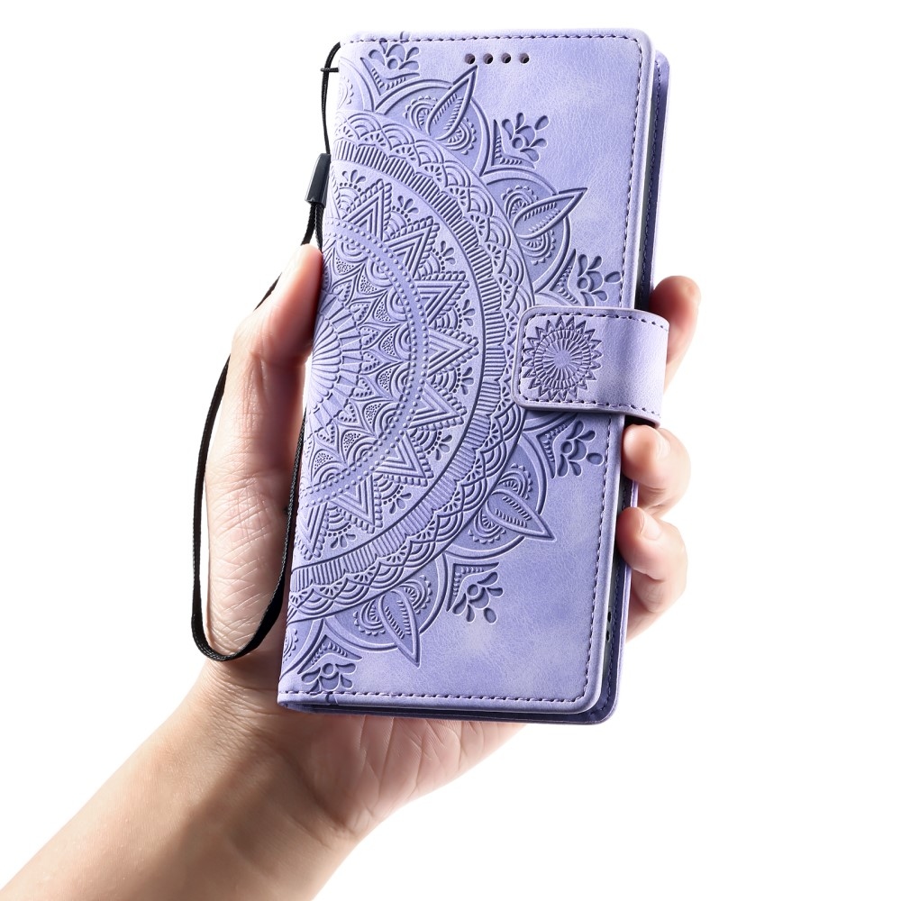 Mandalas knížkové pouzdro na Xiaomi Redmi Note 14 - fialové