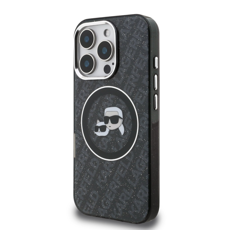 Karl Lagerfeld IML K&CH Heads Repeated Logo MagSafe Zadní Kryt pro iPhone 16 Pro Black
