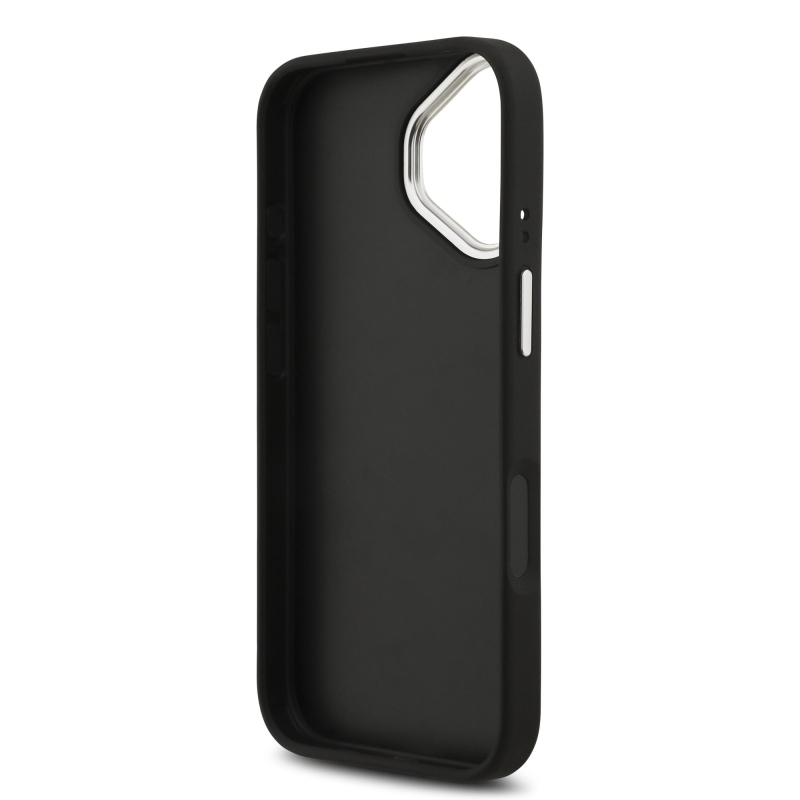 Guess PU Grained 4G Metal Logo Zadní Kryt pro iPhone 17 Black