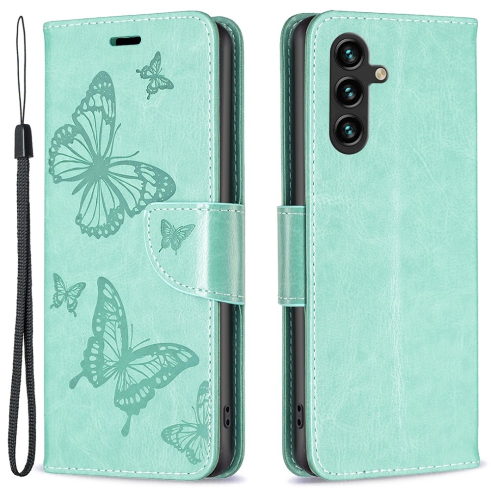 Butterfly knížkové pouzdro na Samsung Galaxy A15 4G/5G - modrozelené