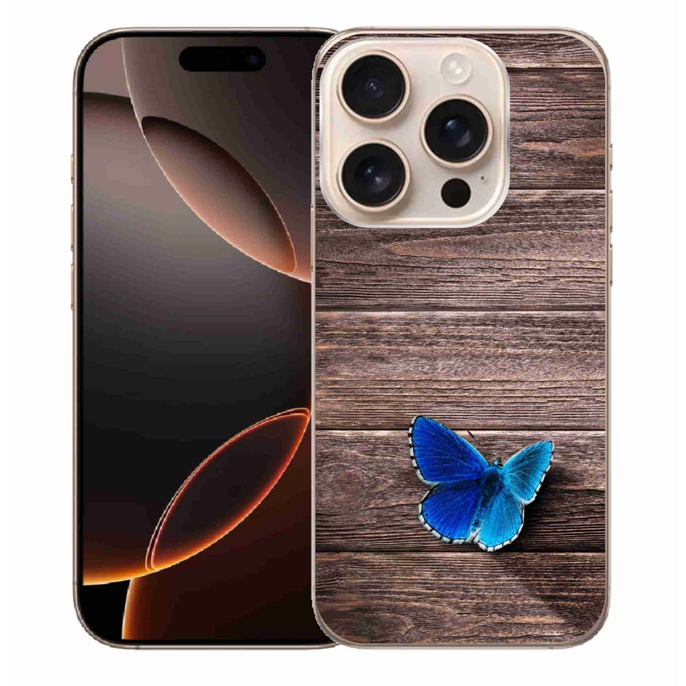 Gelový kryt mmCase na iPhone 16 Pro Max - modrý motýl 1
