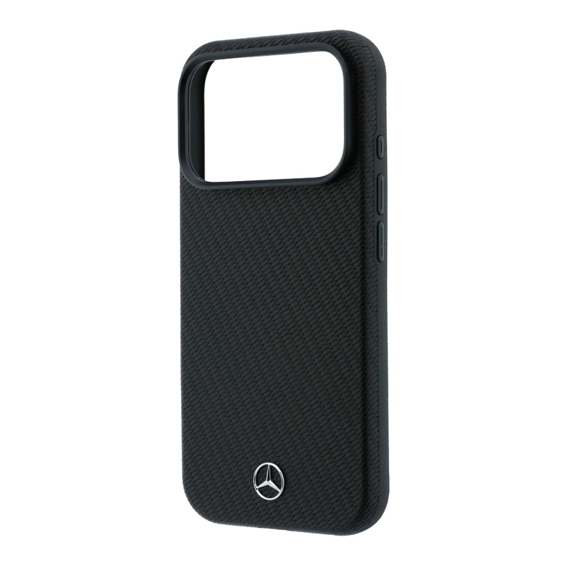 Mercedes PU Leather Wood Semi Wrap MagSafe Zadní Kryt pro iPhone 18 Pro Black