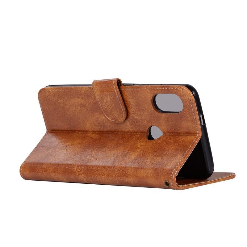 Vintage PU kožené peněženkové pouzdro na mobil Huawei P Smart Z/Honor 9X - hnědé