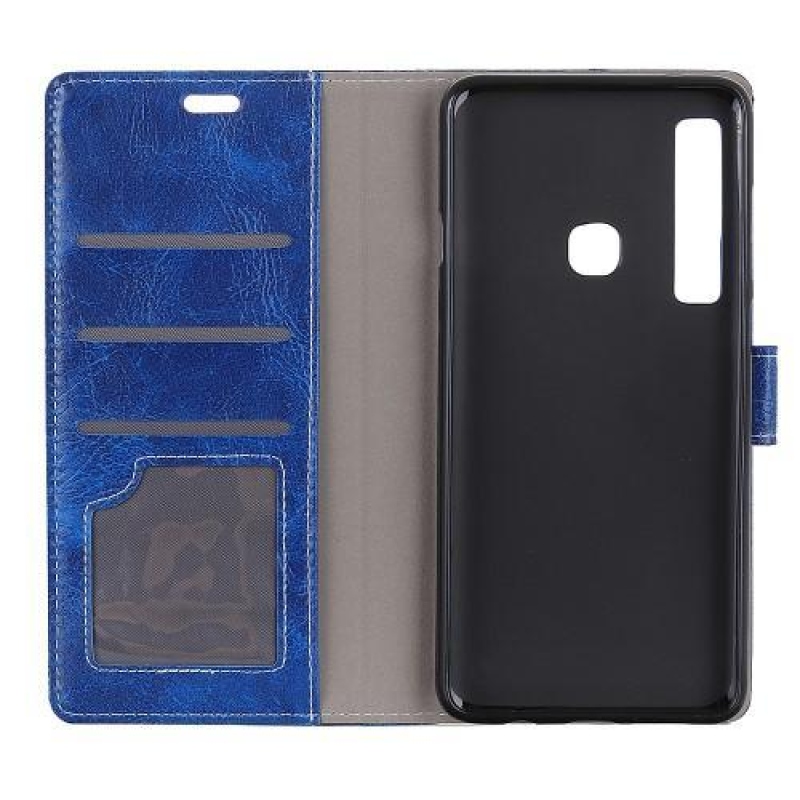 Vintage PU kožené peněženkové pouzdro na Samsung Galaxy A9 - modré