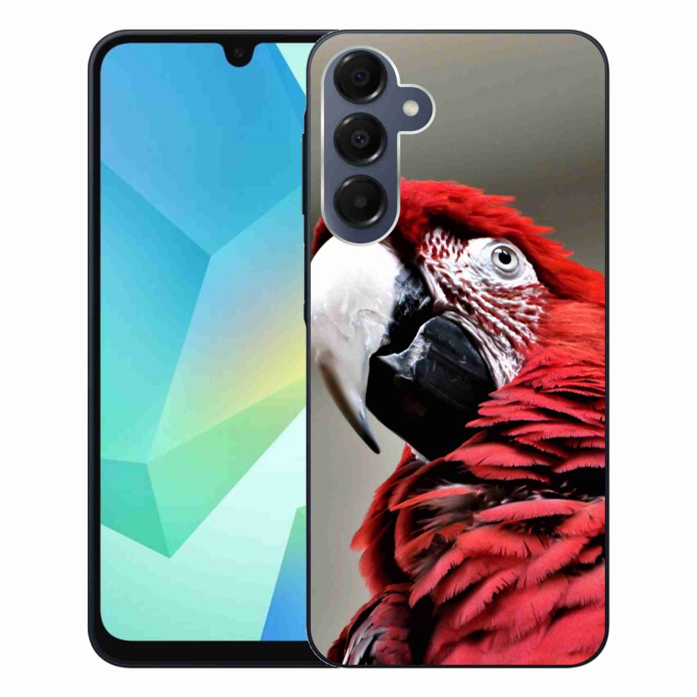 Gelový obal mmCase na Samsung Galaxy A16 4G/5G - papoušek ara červený