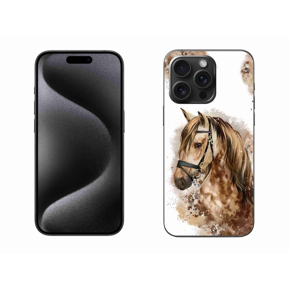 Gelový kryt mmCase na iPhone 15 Pro Max - hnědý kreslený kůň