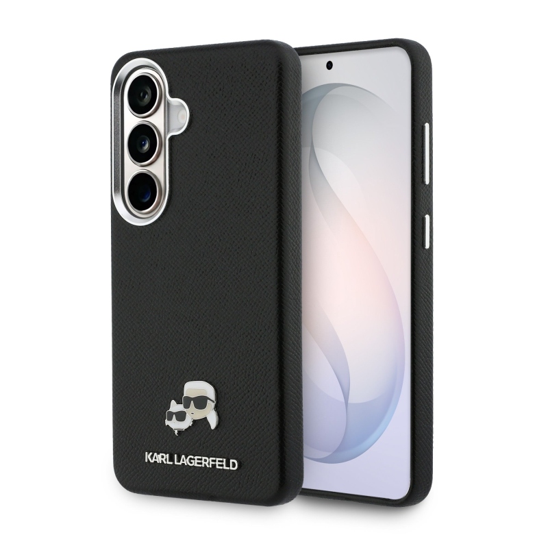 Karl Lagerfeld Grained PU Leather K&CH Heads Magnetic Zadní Kryt pro Samsung Galaxy S26 Black