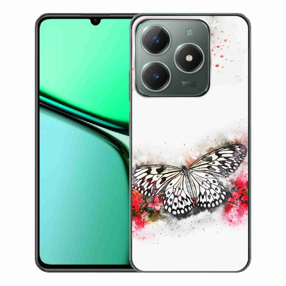 Gelový kryt mmCase na Realme C61 - černobílý motýl