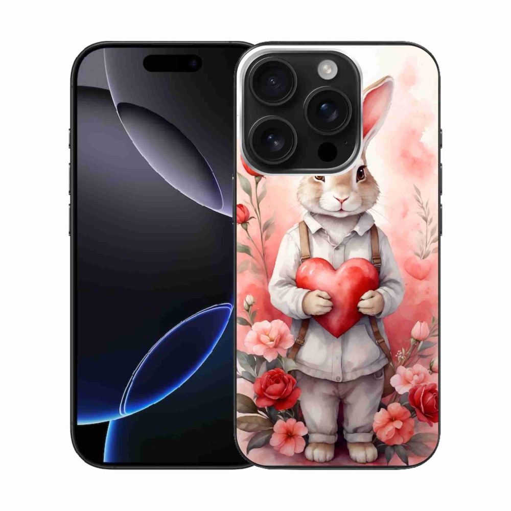Gelový kryt mmCase na iPhone 16 Pro - zajíc se srdíčkem