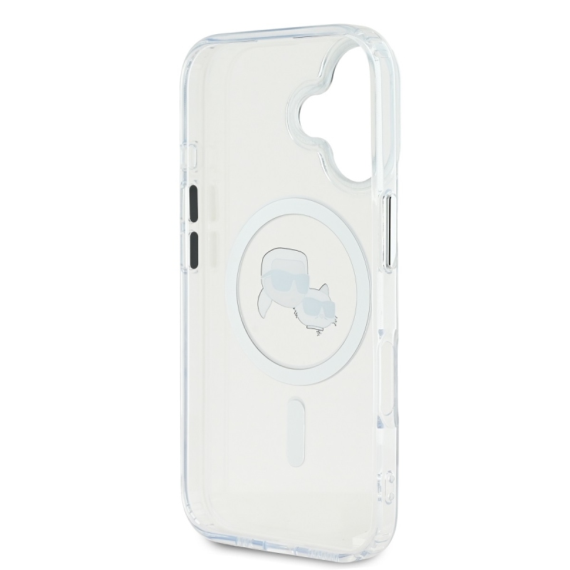 Karl Lagerfeld IML K&CH Heads Metal Frame MagSafe Zadní Kryt pro iPhone 16 Plus Transparent