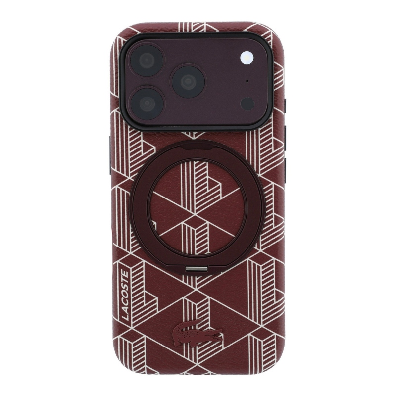 Lacoste PVC Semi Wrap Blend Ring Stand MagSafe Zadní Kryt pro iPhone 18 Pro Burgundy