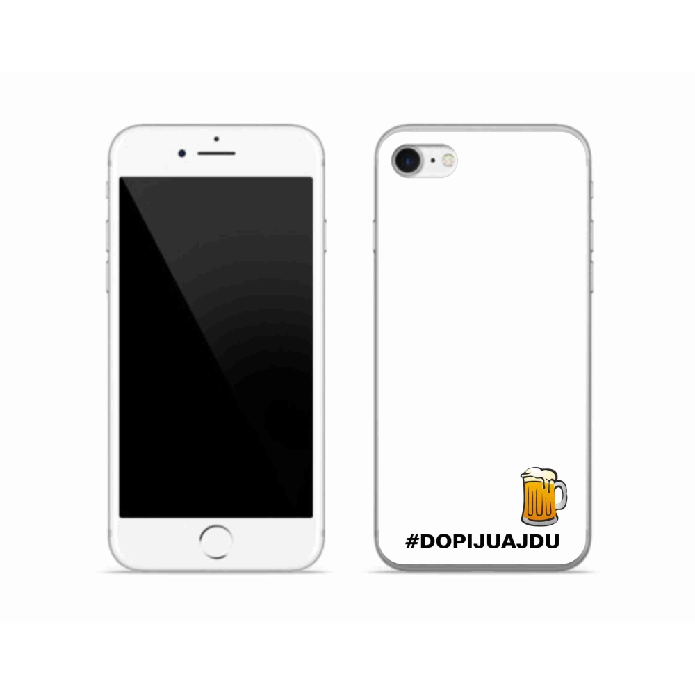 Gelový kryt mmCase na iPhone SE (2020) - pivní motiv 1 bílé pozadí