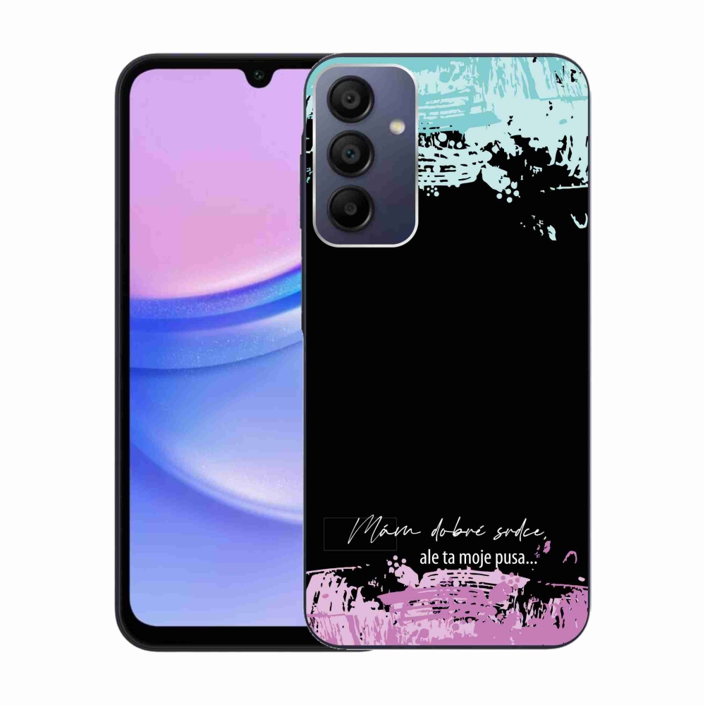 Gelový kryt mmCase na Samsung Galaxy A15 4G/5G - vtipný text 3 černé pozadí