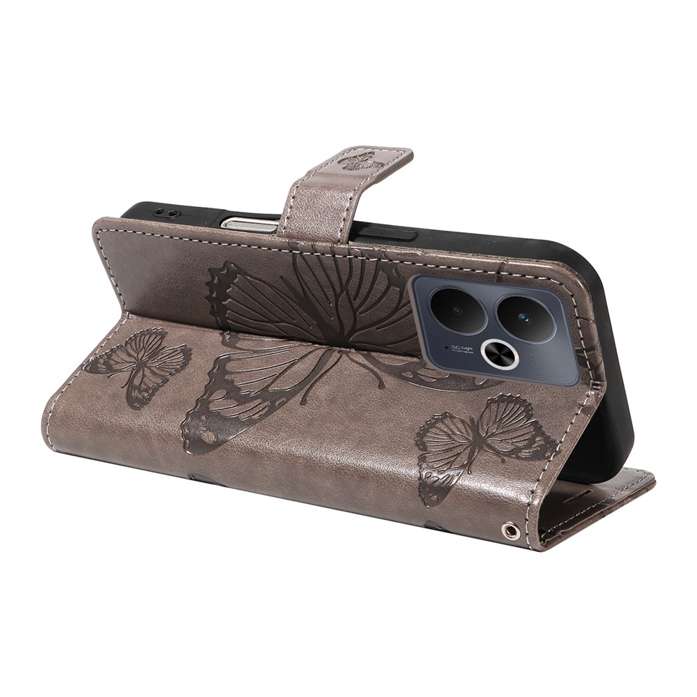 Big Butterfly knížkové pouzdro na Realme 14 5G/14T 5G - šedé