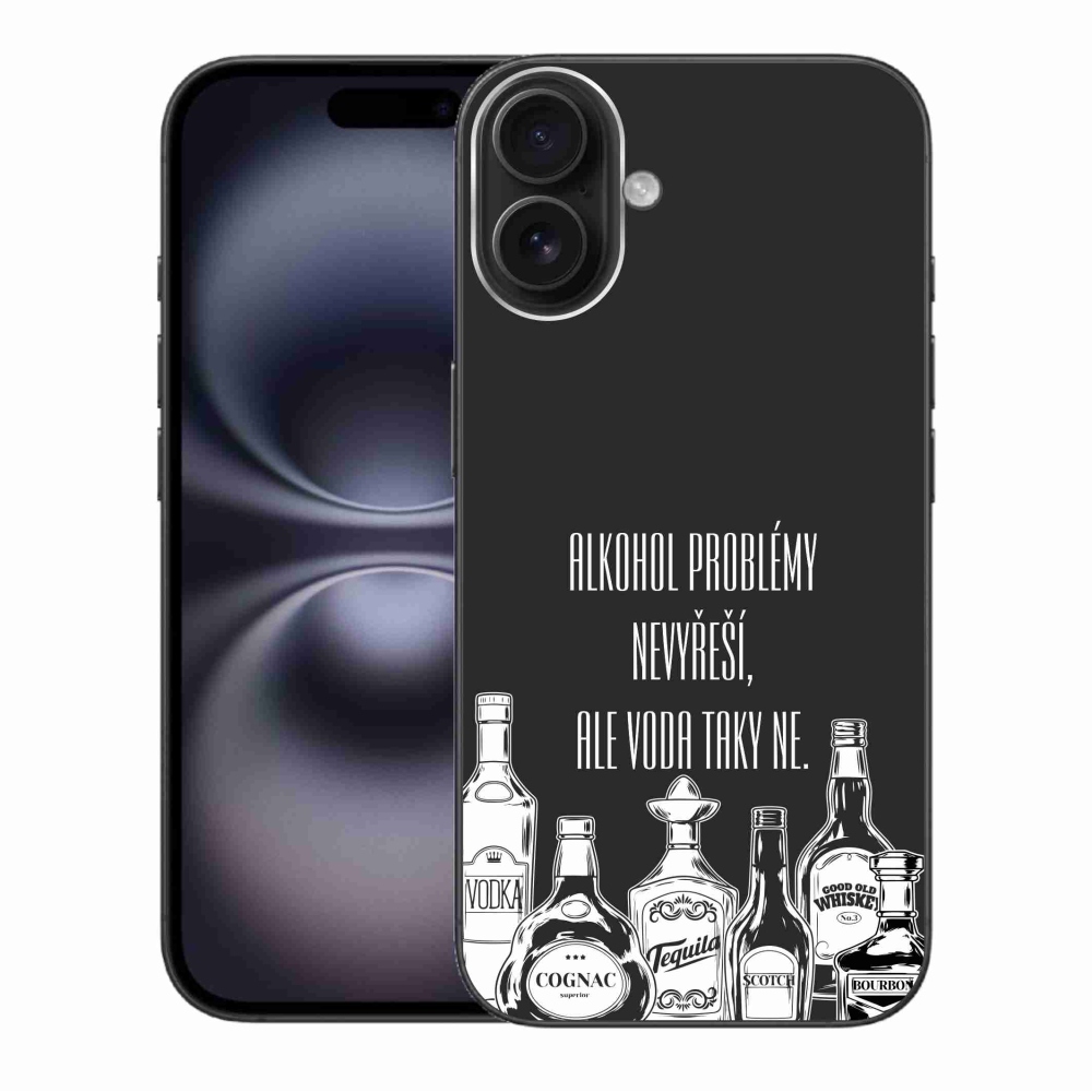 Gelový kryt mmCase na iPhone 16 Plus - vtipný text černé pozadí