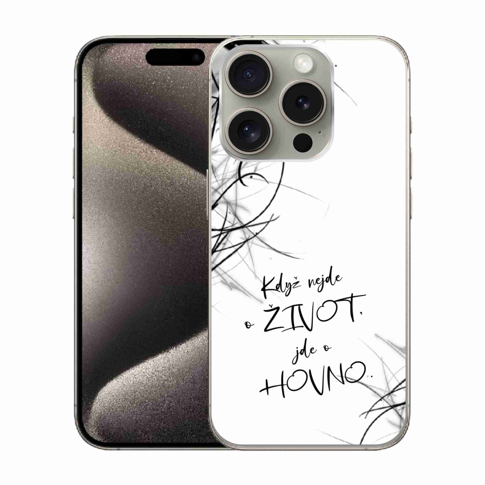 Gelový kryt mmCase na iPhone 15 Pro - vtipný text 16 bílé pozadí