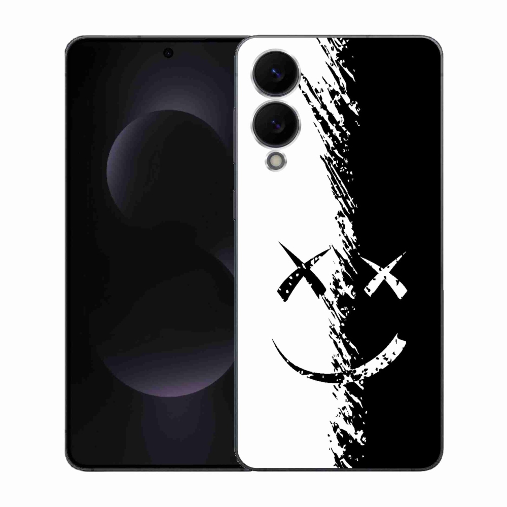 Gelový kryt mmCase na Samsung Galaxy S25 Edge - černobílý smajlík