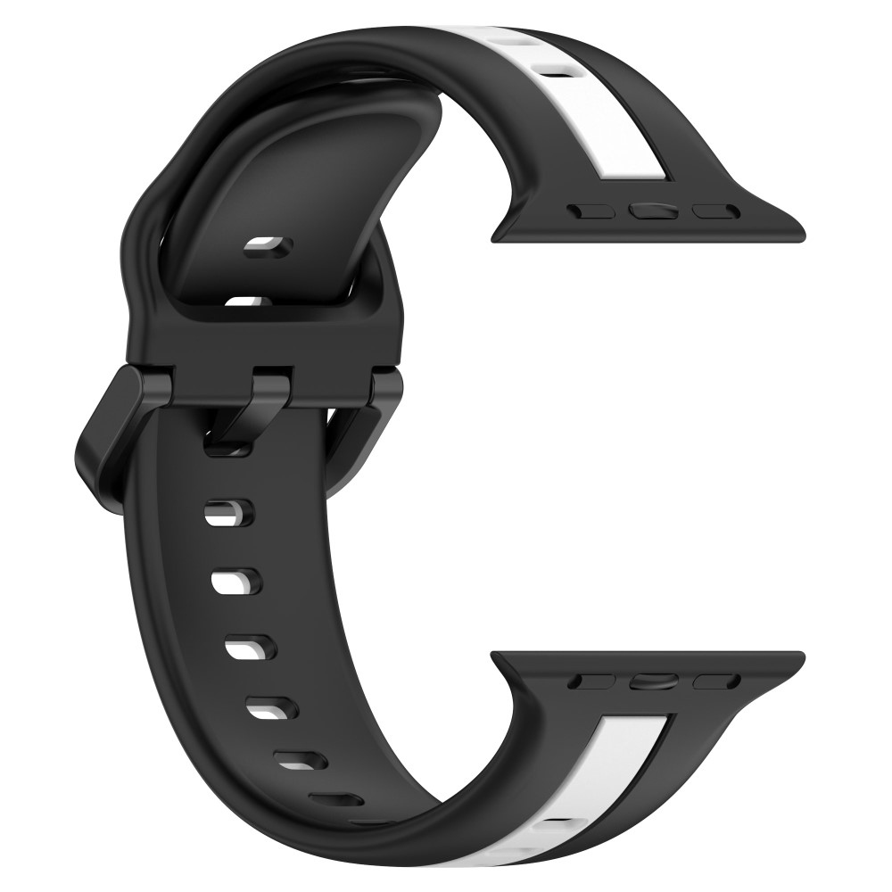 Strap silikonový řemínek na Apple Watch Ultra/Ultra 2 49mm/SE/SE 2022/2023 44mm/9/8/7 45mm/6/5/4 44mm/3/2/1 42 mm - černý/bílý