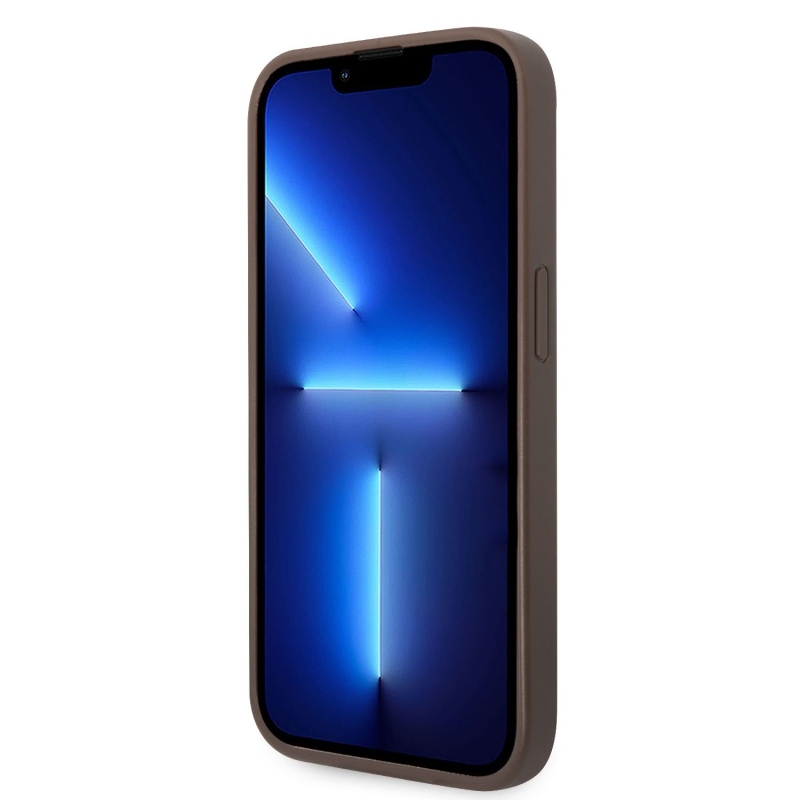 Guess PU 4G Stripe Zadní Kryt pro iPhone 14 Pro Brown