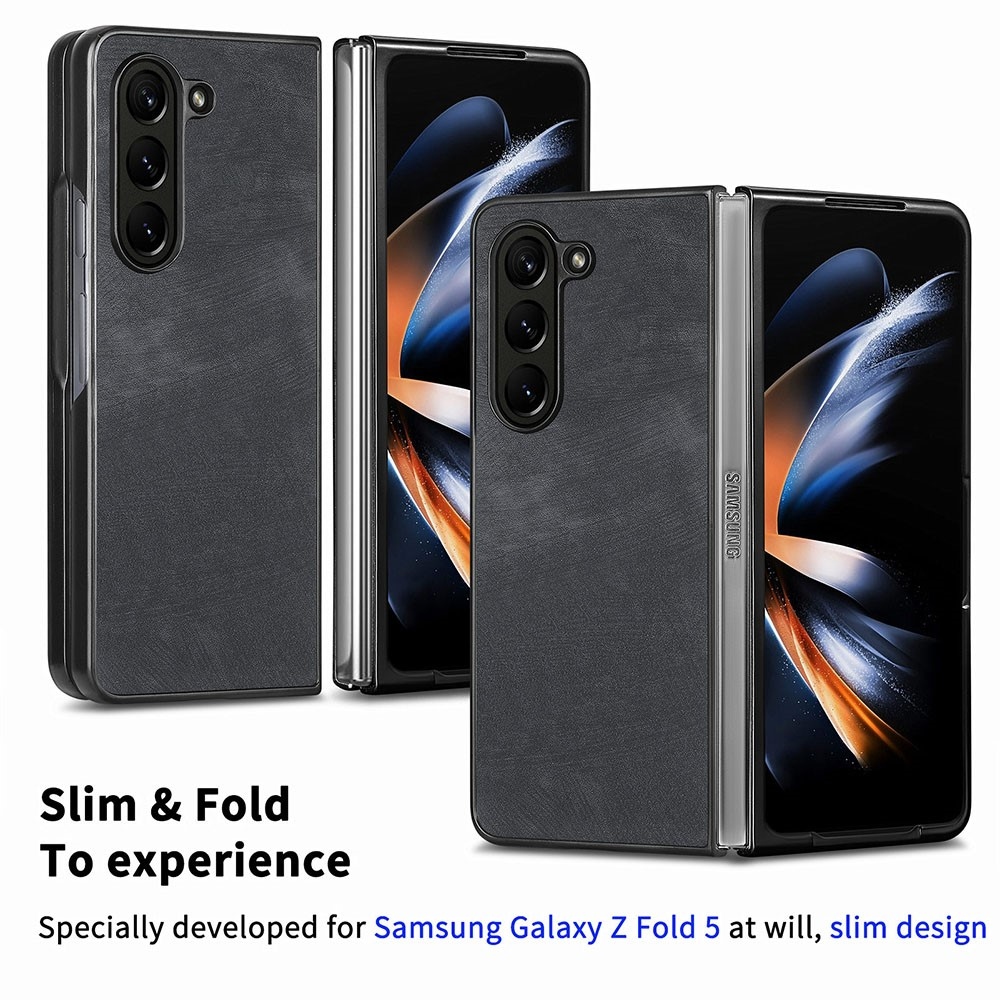 Vintage plastové pouzdro na Samsung Galaxy Z Fold5 5G - černé