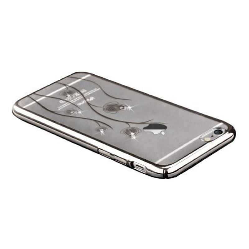 Voun plastový obal s krystaly na iPhone 6 Plus a 6s Plus - stříbrný