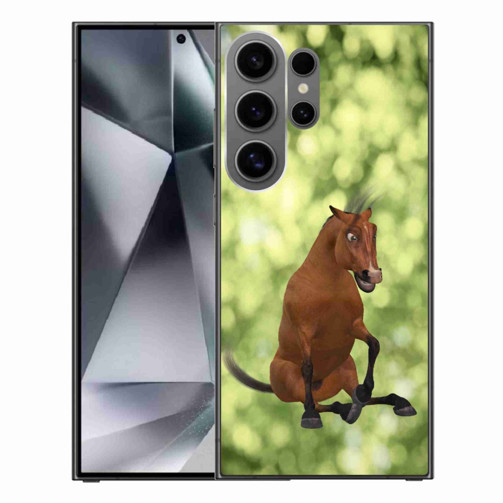 Gelový kryt mmCase na Samsung Galaxy S24 Ultra - hnědý kreslený kůň 1