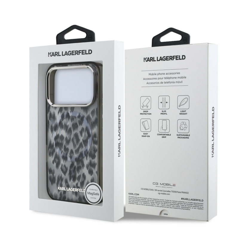 Karl Lagerfeld IML Leopard MagSafe Zadní Kryt pro iPhone 17 Pro Grey