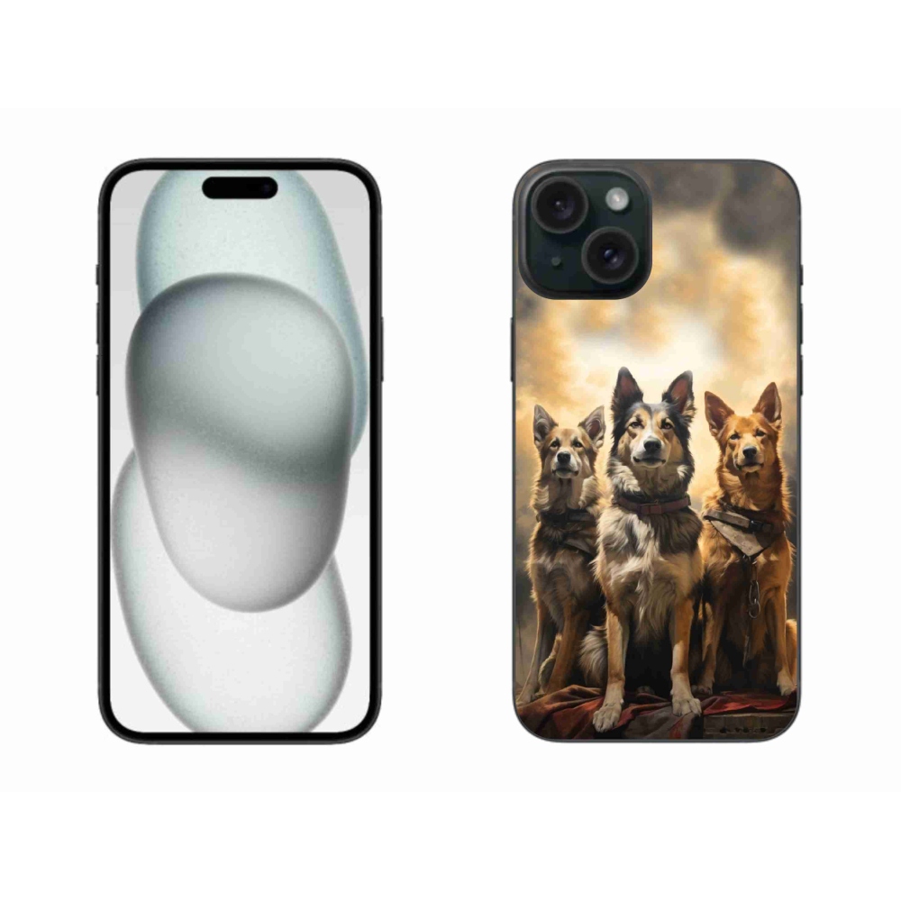 Gelový kryt mmCase na iPhone 15 Plus - tři psi