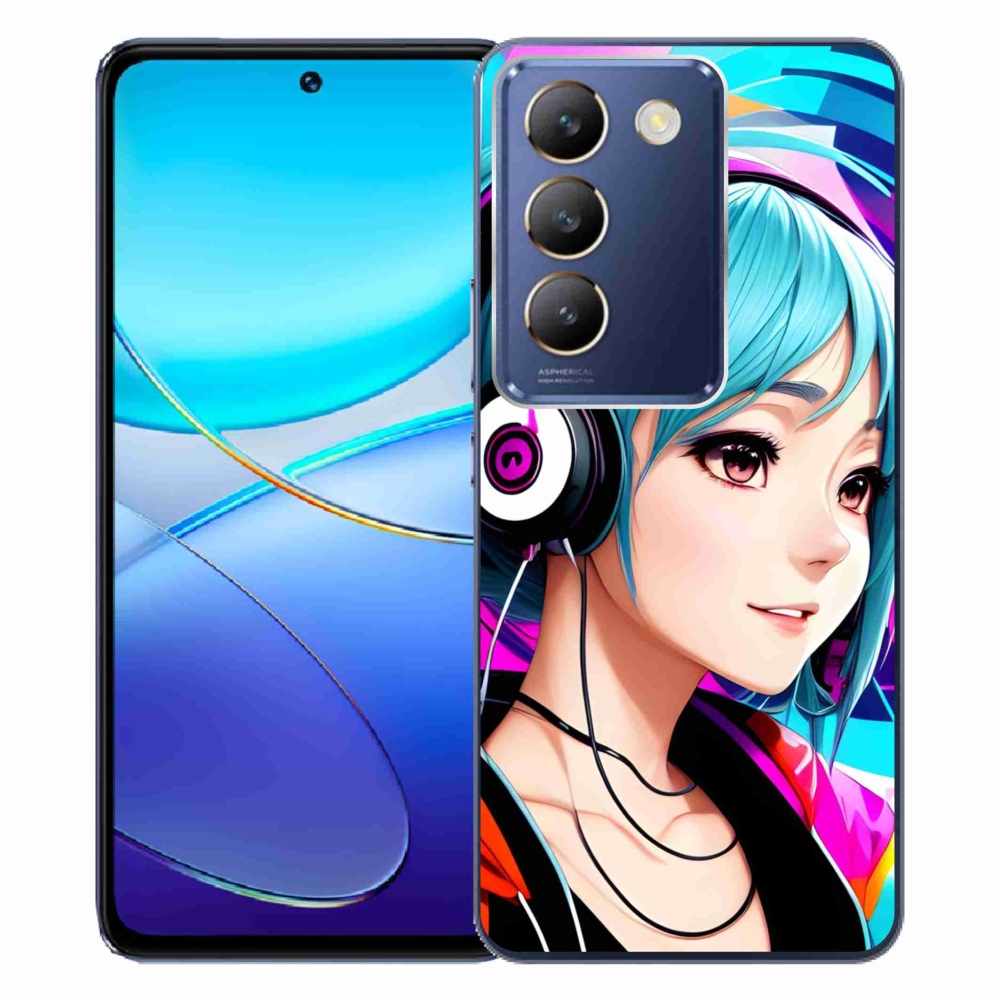 Gelový kryt mmCase na Vivo V40 SE 4G/5G - dívka se sluchátky
