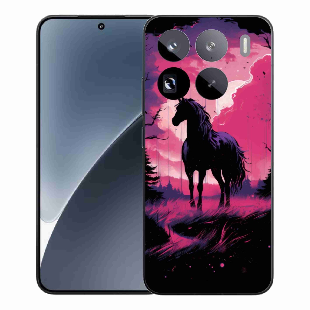 Gelový kryt mmCase na Xiaomi 15 Pro - černý kreslený kůň 1