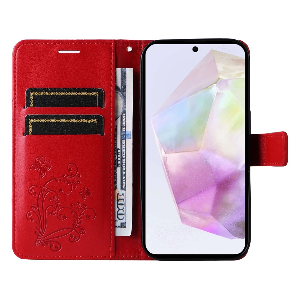 Big Butterfly knížkové pouzdro na Samsung Galaxy A36 5G - červené