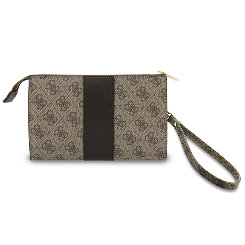 Guess PU 4G Stripe Metal Logo Kabelka na Telefon Brown