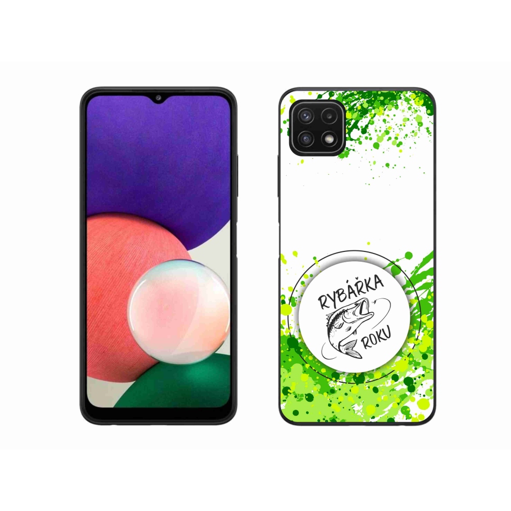 Gelový kryt mmCase na Samsung Galaxy A22 5G - rybářka roku bílé pozadí