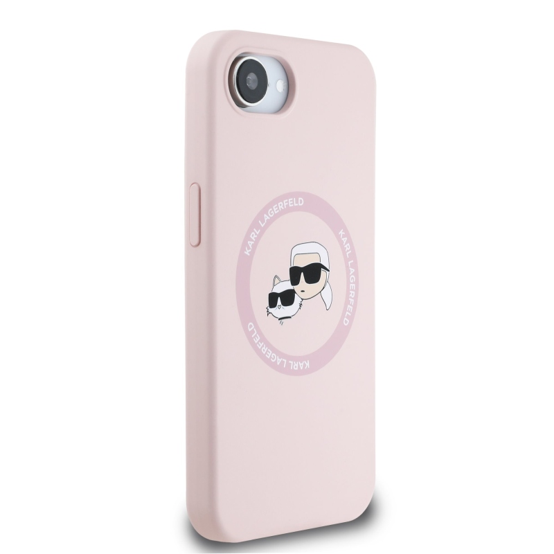 Karl Lagerfeld Liquid Silicone K&CH Heads MagSafe Zadní Kryt pro iPhone 16e Pink