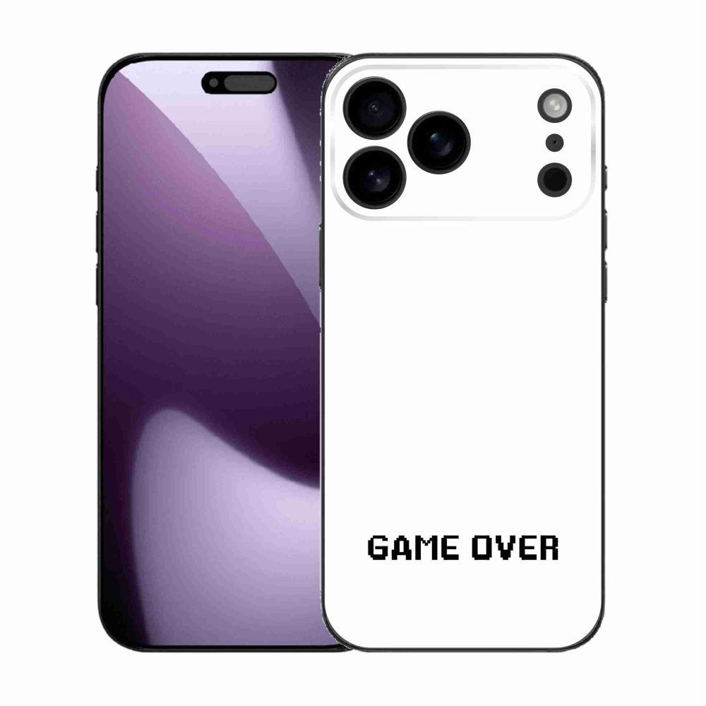Gelový kryt mmCase na iPhone 17 Pro Max - game over bílé pozadí