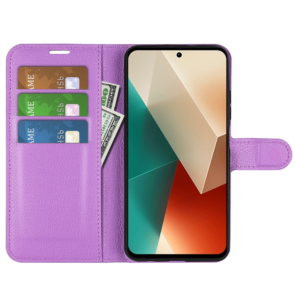 Litchi knížkové pouzdro na Xiaomi Redmi Note 13 5G - fialové