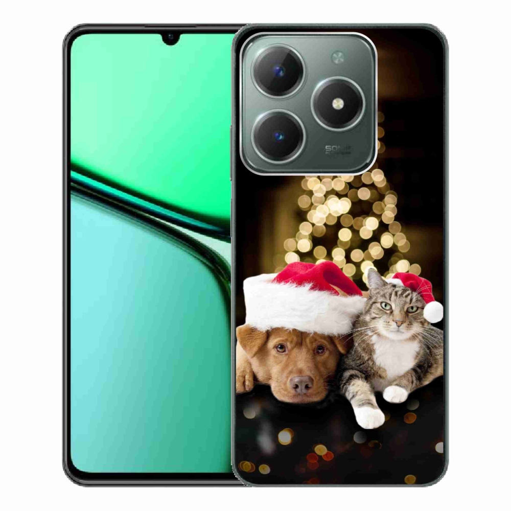 Gelový kryt mmCase na Realme C61 - vánoční pes a kočka