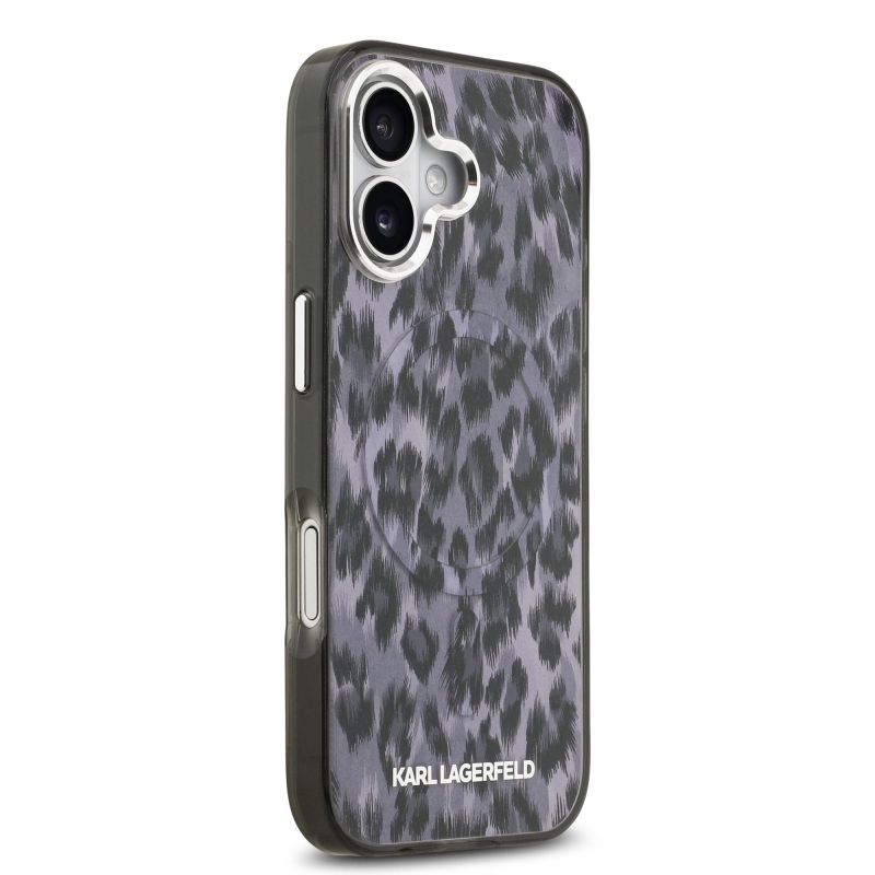 Karl Lagerfeld IML Leopard MagSafe Zadní Kryt pro iPhone 17 Grey