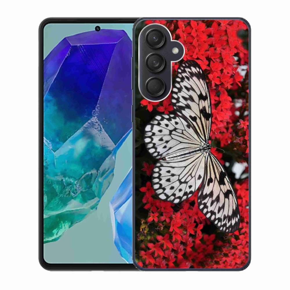 Gelový kryt mmCase na Samsung Galaxy M55 5G - černobílý motýl 1