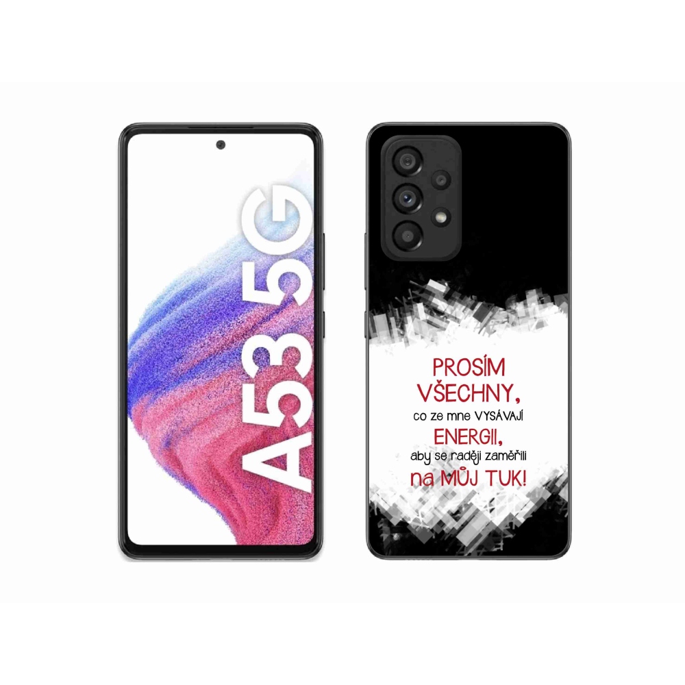 Gelový kryt mmCase na Samsung Galaxy A53 5G - vtipný text 1 červený