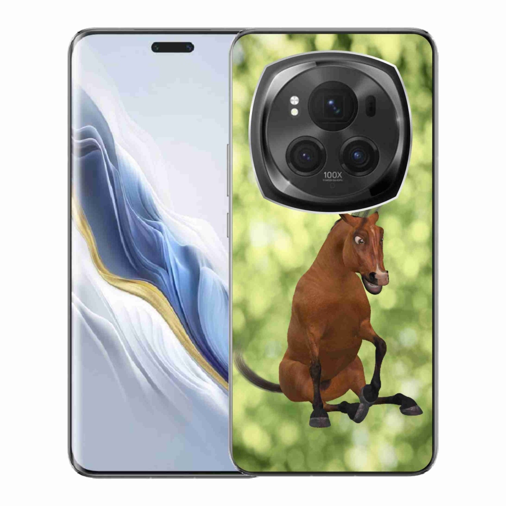 Gelový kryt mmCase na Honor Magic 6 Pro 5G - hnědý kreslený kůň 1