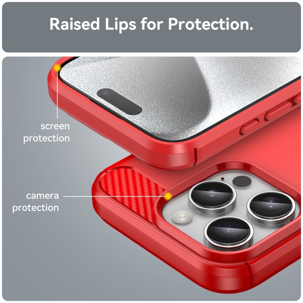 Carbon odolný gelový obal na iPhone 16 Pro - červený