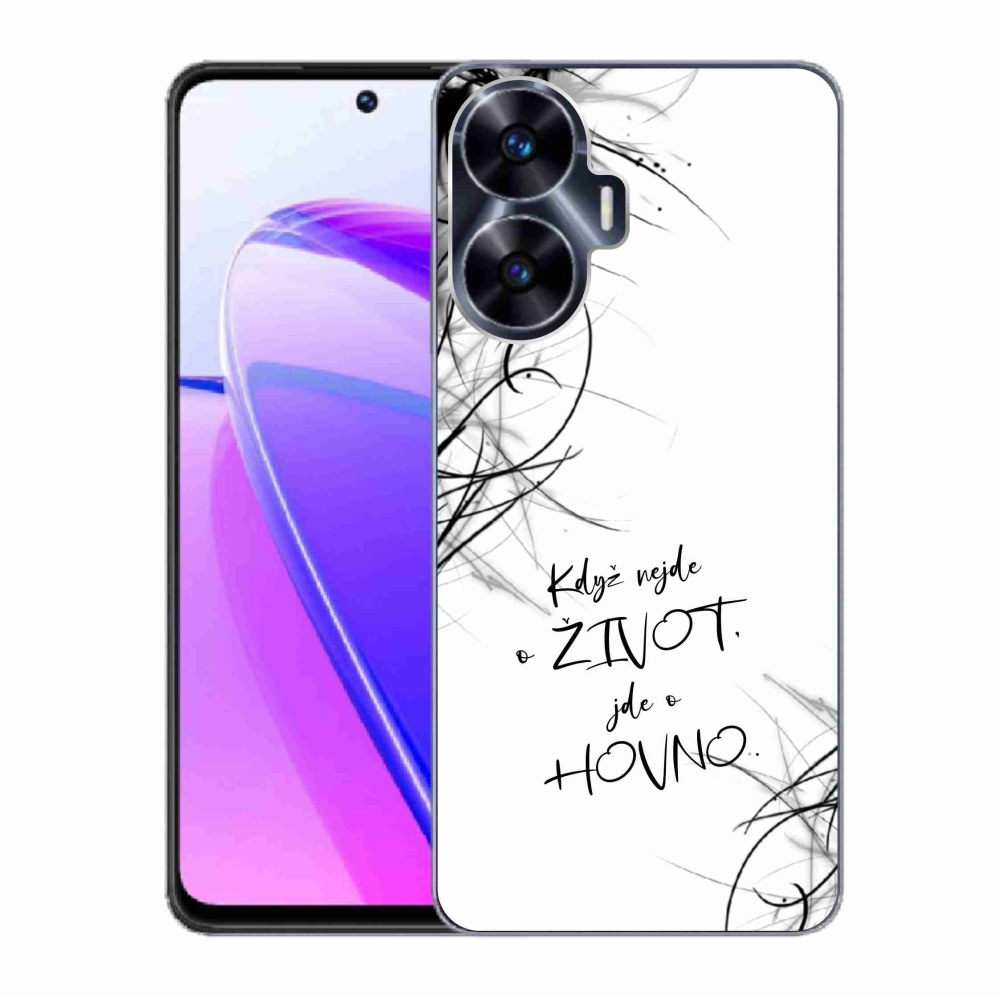 Gelový kryt mmCase na Realme C55 - vtipný text 16 bílé pozadí