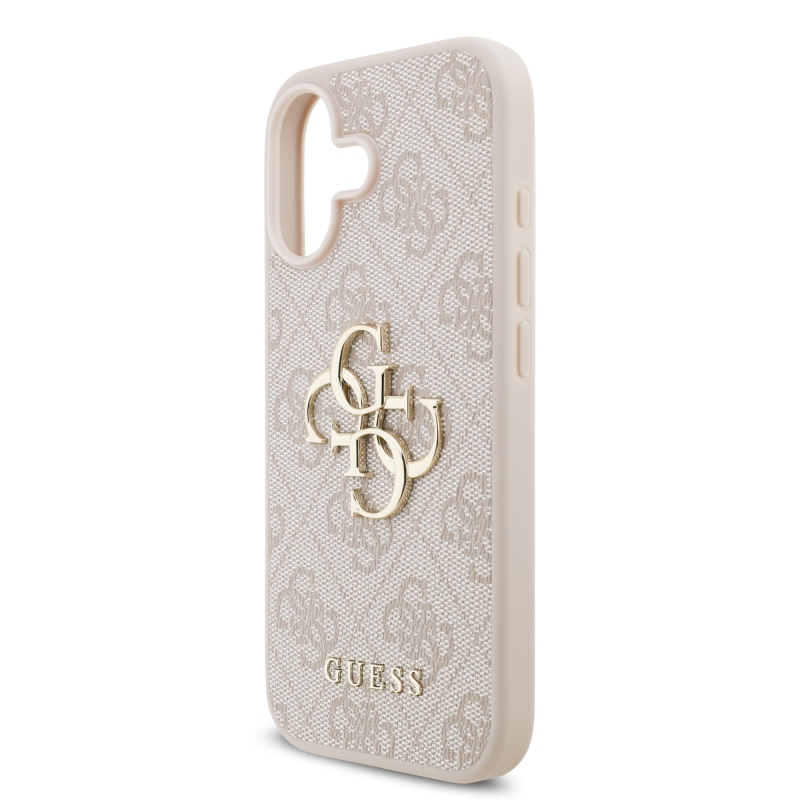 Guess PU 4G Metal Logo Zadní Kryt pro iPhone 17 Pink